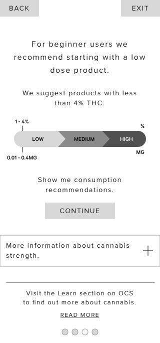 shopping guide, novice user wireframe, potency reco