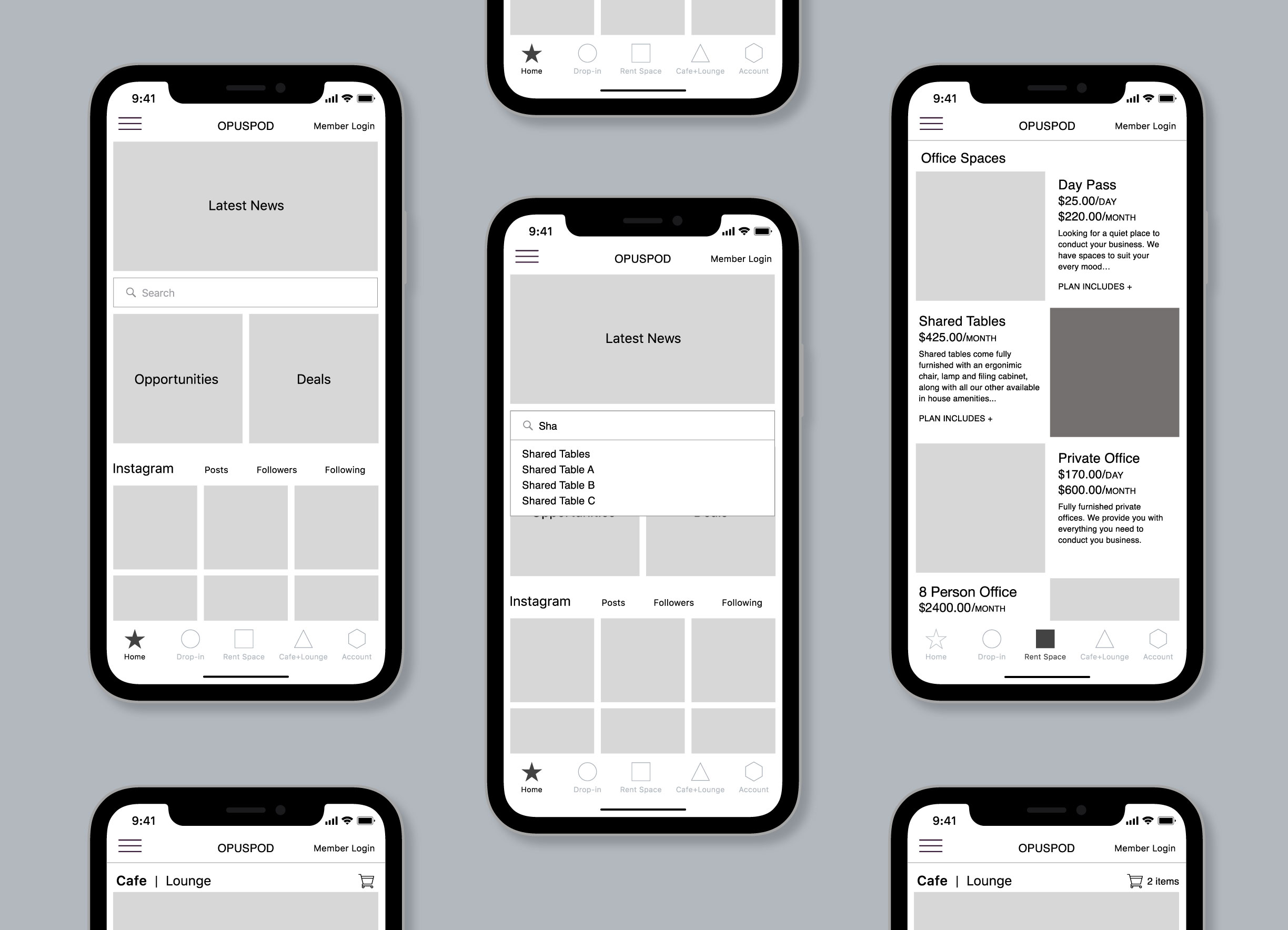 Opuspod Mobile App Mock opuspod homepage tile, app mockup